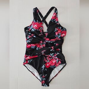 Floral Black One-Piece Swimsuit
